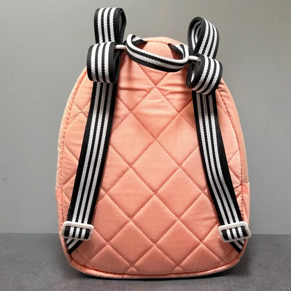 Adidas Mini Backpack Light Pink Quilted Back Glow White Logo